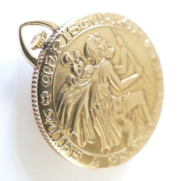 Vintage Movado 14K Gold St. Christopher Coin Edge Watch